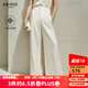 艾諾絲雅詩商場同款2025夏季新品通勤100%苧麻極簡高腰闊腿休閑褲女40423035 奶油米 S
