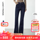 朗姿復(fù)古典雅喇叭褲高級(jí)感氣質(zhì)通勤長(zhǎng)褲女士冬季新款牛仔褲 暮色藏藍(lán)色加絨 XL