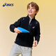亞瑟士（asics）童裝25年中大童抗靜電搖粒絨長(cháng)袖外套運動(dòng)插肩袖設計