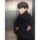 迪伽達加絨衛衣男士秋冬季新款美式男生連帽衫感堆堆領(lǐng)外套新款衣服 JHFS-WL00黑色 XL