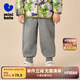 迷你巴拉【蹦蹦褲】男童長褲冬季寶寶舒適保暖華夫格加絨褲子 中花灰00502 105