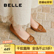 百麗（Belle）七夕禮物舒適優(yōu)雅單鞋女25春新商場(chǎng)款真皮氣質(zhì)高跟鞋D3N1DAQ5 棕色 39 (245mm)