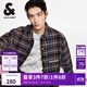 杰克·瓊斯（JACK&JONES）男裝秋季衣身撞色格紋圖案潮流百搭寬松翻領(lǐng)夾克襯衫男2244O3009 果醬橙F11 常規 果醬橙F11 M 175