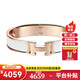 愛馬仕手鐲 新款合金琺瑯手鐲小號(hào) 窄款經(jīng)典H扣手鐲男女同款 生日禮物 白色-玫瑰金色