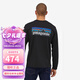 PATAGONIA 男士P-6 Logo戶(hù)外混紡潮流長(cháng)袖T恤圓領(lǐng)衫街拍 巴塔哥尼亞38518 BLK黑色 M
