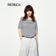 MO&Co.針織衫2025夏新品竹節(jié)肌理感輕薄寬松標(biāo)語印花短袖T恤MBE2SWTT01 藍(lán)白條色 S /160