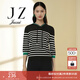 玖姿（JUZUI）商場(chǎng)同款條紋休閑針織衫女春款時(shí)尚上衣JWCC31107 條黑 M