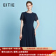愛特愛（EITIE）通勤優(yōu)雅舒適A字裙2025夏季新款減齡純色短袖連衣裙女裝B2507684 深海藍(lán)31 L (165)