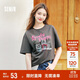 森馬（Semir）短袖t恤女中長(cháng)款萌寵花上衣25夏透氣吸濕寬松套頭衫109325100005