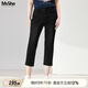 MsShe【冰氧吧涼感牛仔褲】大碼女裝2025夏裝顯瘦彈力七分小腳褲 牛仔黑色現(xiàn)貨 2XL