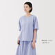 無印良品（MUJI）女式 涼感 短袖罩衫t恤上衣打底衫女款內(nèi)搭25年夏季女裝 涼感物語 薩克森藍(lán)條紋 L (165/88A)