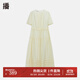 播醋酸連衣裙女2024夏新款收腰顯瘦法式氣質(zhì)褶皺長(cháng)裙DDR2LD5791 O00晚紗 M