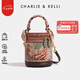 CHARLIE&KELLI CK品牌2025新款包包女包圓柱形水桶包手提單肩斜挎包七夕禮物女 玫粉色【京倉配送 贈(zèng)禮袋】