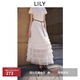 LILY2025夏新款女裝氣質(zhì)休閑松緊腰百搭通勤網(wǎng)紗蛋糕裙白色半身裙 601白色 S