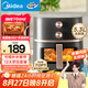 美的（Midea）透明可視空氣炸鍋 家用不用翻面易用旋鈕 蒸汽嫩烤不干柴 實(shí)用大容量5.3L 金屬腔體無異味KZE538J5