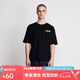 AKSERIESAK男裝夏復(fù)古和平涂鴉秋千大印花落肩款全棉圓領(lǐng)短袖T恤男2100814 黑色 XXL