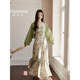 歌芭杉（GEBASHAN）品牌女裝溫柔碎花吊帶連衣裙女法式氣質(zhì)高級感顯瘦針織開(kāi)衫兩件套 綠色 均碼