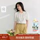 茵曼（INMAN）法式荷葉領(lǐng)純棉刺繡襯衫2025夏季女裝新款浪漫短袖氣質(zhì)襯衣 米白色 M