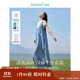 茵曼涼感漢麻牛仔連衣裙女夏百搭休閑風(fēng)T恤背帶裙子 牛仔藍 S 