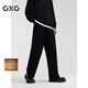 GXG男裝 彈力粗條燈芯絨休閑褲男寬松褲子闊腿長(zhǎng)褲 2024秋季新品 黑色 L