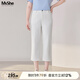 MsShe【直筒七分牛仔褲】大碼女裝2025新款夏季胖mm顯瘦小腳褲子 牛仔白色現(xiàn)貨 2XL