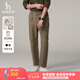 哈吉斯（HAZZYS）男裝 春秋季簡(jiǎn)約男褲子直筒褲商務(wù)通勤長(cháng)褲PHIZ系列棉彈休閑褲男 深卡其色DK 33 （175/80A）