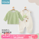 優(yōu)奇嬰兒衣服春裝套裝2025新款寶寶背帶褲兩件套衛(wèi)衣褲子恐龍兒童衣服 【2025新款】恐龍蛋背帶套裝 80