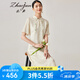 兆君2024春夏桑蠶絲新款中式提花連衣裙女端莊大氣古風(fēng)短袖裙子 香草米 XL