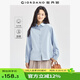 佐丹奴知識分子風(fēng)襯衫女純棉法蘭絨減齡娃娃領(lǐng)泡泡袖襯衣13344850 55水藍(lán) XL