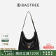 BAGTREE包包樹圖南植鞣牛皮hobo女包2025年新款真皮單肩斜挎包通勤餃子包 檀黑色-中號(hào) 高級(jí)小眾