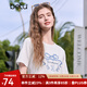 百圖betu女裝2025春夏新款T恤圓領(lǐng)蝴蝶結(jié)印花套頭短袖T恤女2502T23 白色 L
