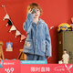 芬騰 兒童睡衣秋冬新品珊瑚絨長(zhǎng)袖開衫加厚保暖家居服套裝 蘭色-男童 140