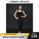 UR2025夏季新款女裝休閑褶皺后開(kāi)衩無(wú)袖連衣裙UWB750004 黑色 M