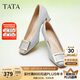 他她（TATA）粗跟單鞋百搭高跟女鞋春季7YO01AQ4 蘭灰 37