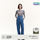 VEROMODA七夕禮物牛仔褲2024秋季女裝新款純棉休閑減齡背帶牛仔闊腿褲 牛仔藍(lán)色 165/68A/M