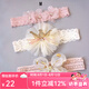 Auro Mesa寶寶頭花嬰兒發(fā)帶花朵皇冠公主發(fā)飾兒童配飾禮盒滿月百天周歲生日 M款