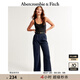 ABERCROMBIE & FITCH女裝春秋美式復古氣質(zhì)白領(lǐng)通勤百搭高腰闊腿休閑褲KI156-3037 海軍藍 25 S (150/66A)短版