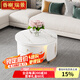 香榭瑞景奶油風帶燈旋轉(zhuǎn)茶幾客廳2025新款輕奢現(xiàn)代高級感可移動雙抽屜組合 帶燈旋轉(zhuǎn)白柜體魚肚白臺面60+50