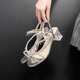 樂(lè )卡利法式水鉆涼鞋女夏季配裙子絕美氣質(zhì)仙女風(fēng)一字帶透明水晶高跟鞋 銀色 （跟高約6cm左右） 37