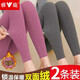 雅鹿高檔防凍保暖褲女雙面德絨磨毛彈力打底褲加絨加厚御寒秋褲秋冬季 紫色+麻灰【兩件裝】 M 【建議90斤內】