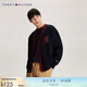 TOMMY HILFIGER男女情侶混紡刺繡寬松鑲邊V領(lǐng)紅色開衫外套毛衣34196 藏青色DW5 L （推薦：150-165斤）