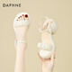 達(dá)芙妮（DAPHNE）七夕坡跟涼鞋女夏厚底一字帶羅馬鞋夏季新款高跟女鞋休閑單鞋 米色 跟高7cm 38 (240mm)