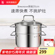 WMF蒸鍋小型不銹鋼湯鍋蒸煮兩用帶蒸籠雙耳復(fù)底多功能電磁爐通用鍋具 DIMENSION蒸鍋 2層 20cm