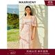 MAXRIENY【浪漫當夏】甜美桃花美人連衣裙夏裝新款收腰顯瘦連衣裙 粉花 S 01
