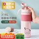 cica帶吸管保溫杯女士高顏值成人孕產(chǎn)婦專用躺著喝水316不銹鋼水杯子 【送貼紙】粉色 650ml