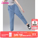 笛莎（DEESHA）童裝女童牛仔褲2025年春秋季新款中大童休閑針織軟牛仔蘿卜褲舒適 牛仔蘭 160