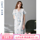 達(dá)爾麗睡裙女夏季新款全棉短袖紗羅V領(lǐng)蕾絲邊寬松中長(zhǎng)款睡裙薄款家居服 T8222209-079-孔雀藍(lán) L【建議體重100-120斤】