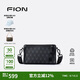 菲安妮（FION）山海行系列單肩包男士復(fù)古印花斜挎包耐磨手機(jī)包商務(wù)小方包 黑