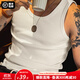 馬登工裝美式棉背心男健身運動(dòng)老頭汗衫無(wú)袖t恤跨欄重磅螺紋坎肩打底 米白色 【拍2件減5元/夏季外穿] 3XL （修身版型，可拍大一碼）