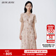 BUOUBUOU2025夏季新款法式優(yōu)雅知性V領(lǐng)網(wǎng)紗短袖刺繡連衣裙女 卡其C71 2XL